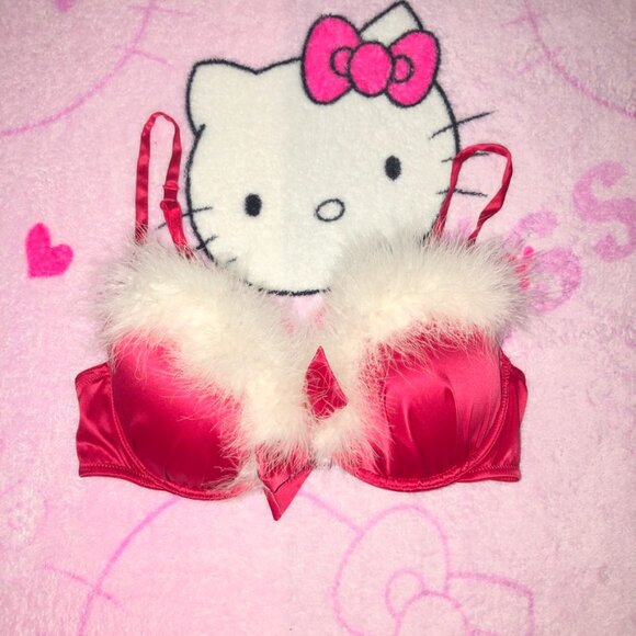 y2k style faux fur christmas bra - Picture 1 of 7